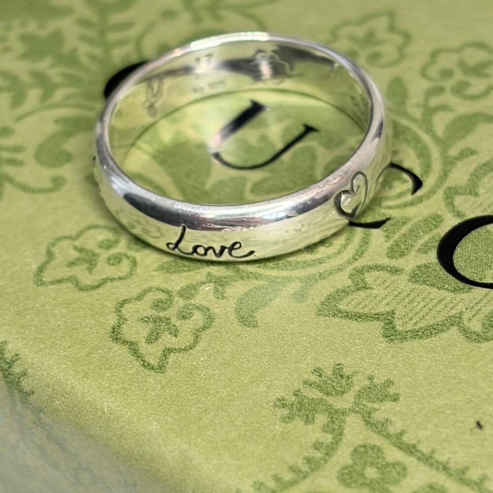Gucci Blind for Love Sterling Silver Band Ring Italian Sz 17- US 8 New w/Box - Picture 4 of 9